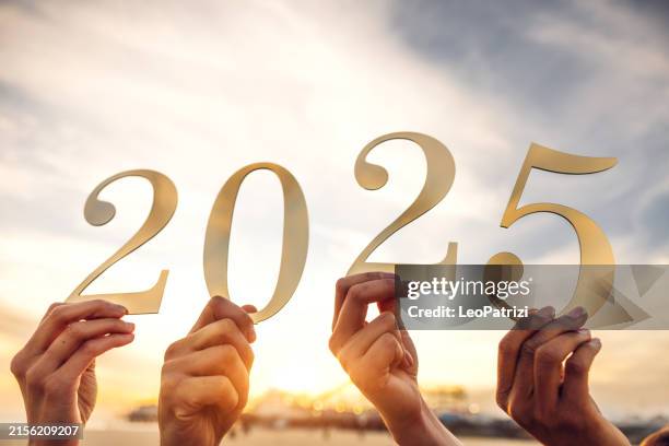 happy new year 2025! group of friends party for new year's eve - 2025 stock pictures, royalty-free photos & images