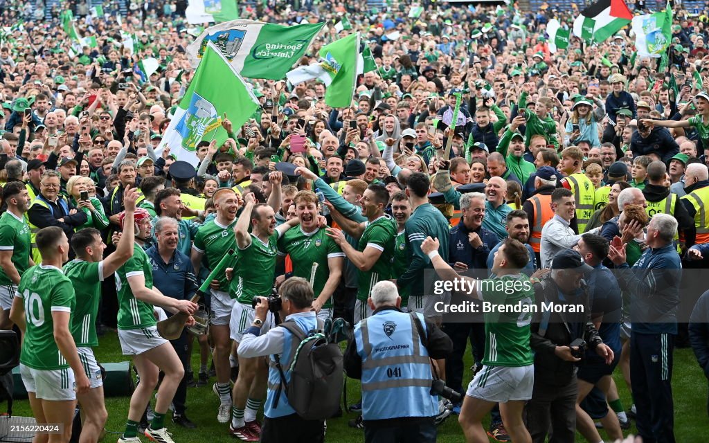 Huling Limerick Tipperary , Ireland - 9 June 2024; Limerick players celebrate with ...
