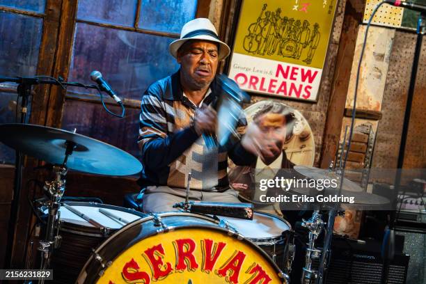 Shannon Powell performs during Midnight Preserves at Preservation Hall on May 03, 2024 in New Orleans, Louisiana. Preservation Hall Foundation's...