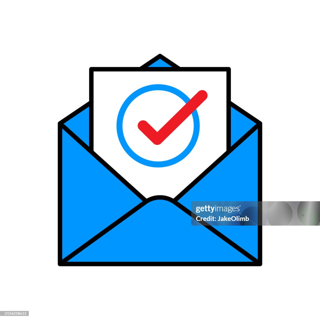 Envelope with Checkmark Line Art