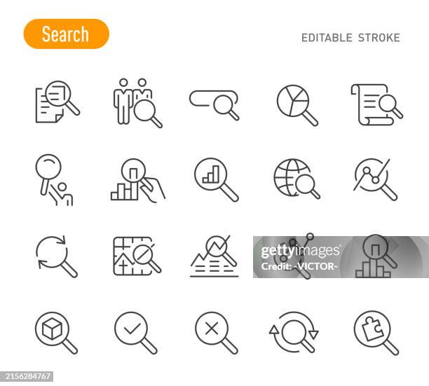 stockillustraties, clipart, cartoons en iconen met search icons - line series - zoeken