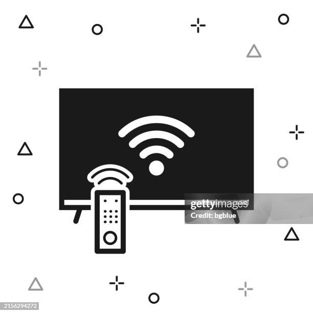 tv with wifi. icon on white background - remote control white background stock illustrations