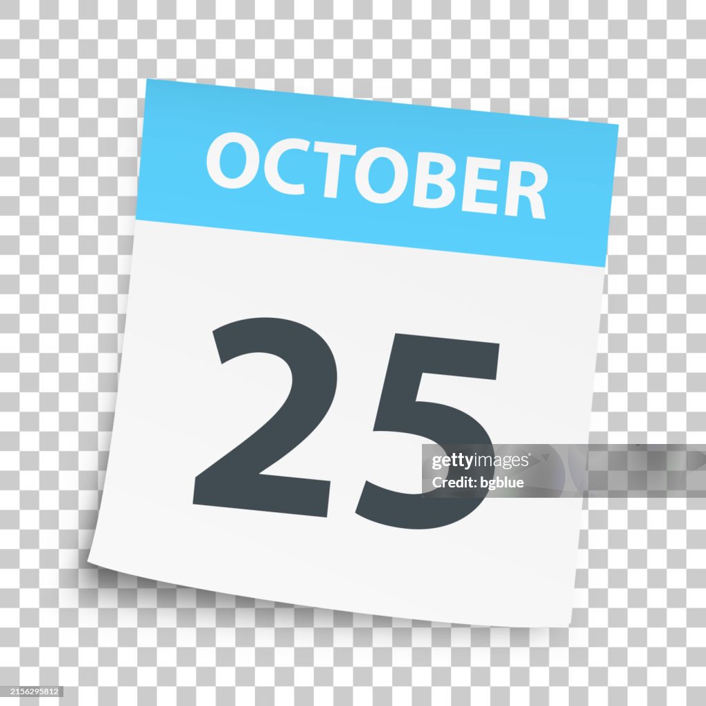 October 25 Daily Calendar On Blank Background HighRes Vector Graphic