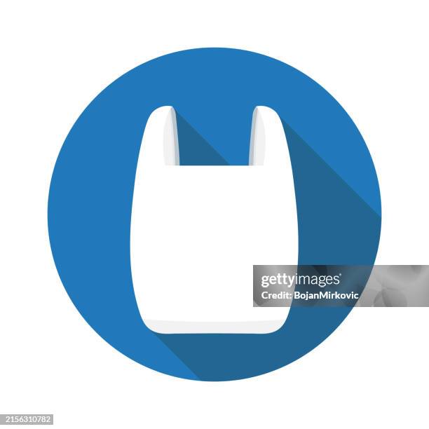 plastic bag flat design icon. vector - microplastic pollution stock illustrations