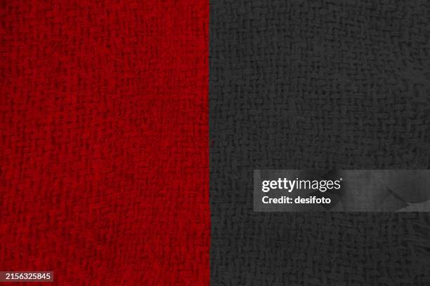 empty blank halved divided bright vibrant red maroon and contrast dark gray black coloured grunge textured horizontal modern creative rustic vector backgrounds with burlap textile fabric texture uneven checkered pattern all over with fine narrow check - wall cross section stock illustrations