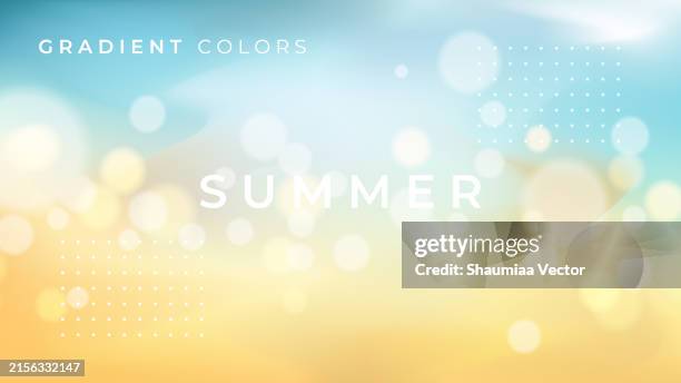 bildbanksillustrationer, clip art samt tecknat material och ikoner med blurred summer abstract background, multicolored gradient fluid holographic vector background design wallpaper template with geometric shape, dynamic color, waves, and blend. futuristic modern backdrop design for business, presentation, ads, banner. - sommar
