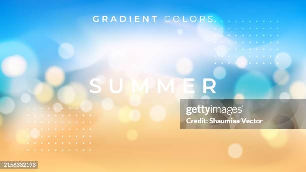 blurred summer abstract background, multicolored gradient fluid holographic vector background design wallpaper template with geometric shape, dynamic color, waves, and blend. futuristic modern backdrop design for business, presentation, ads, banner. - beach background blur stock illustrations