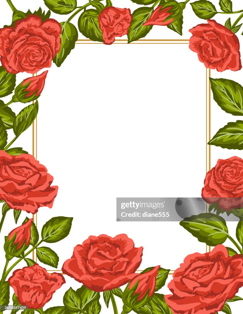 Red Roses Frame On A Transparent Background High-Res Vector Graphic ...