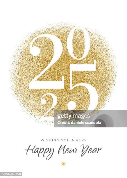 ilustrações de stock, clip art, desenhos animados e ícones de 2024 - new year's day card with golden glitter. - cartão de ano novo