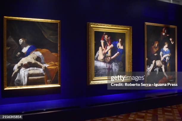 Italian Renaissence artist Artemisia Gentileschi "Judith and Holofernes" masterpiece from Capodimonte Naples Museum part of the exhibition...