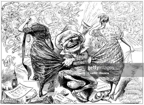 british satire caricature comic cartoon illustration - caricature stock illustrations