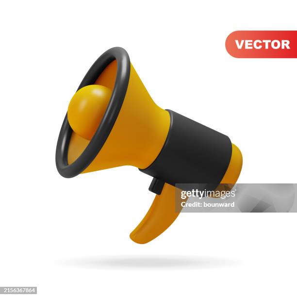 3d realistic megaphone. vector - commentator stock illustrations
