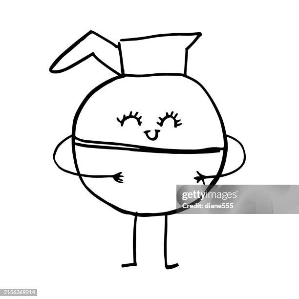 doodled kawaii coffee pot drawing on a transparent background - coffee carafe stock illustrations