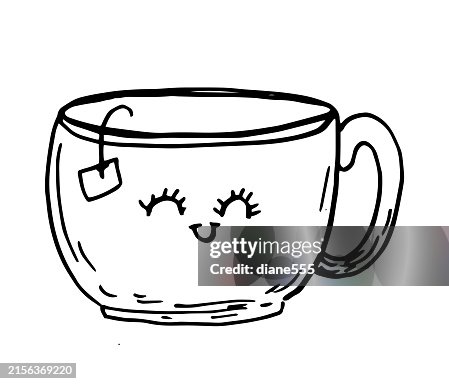 Doodled Kawaii Tea Drawing On A Transparent Background High-Res Vector ...
