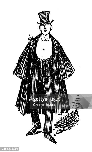 british satire caricature comic cartoon illustration - top hat stock illustrations