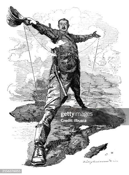 ilustrações de stock, clip art, desenhos animados e ícones de british satire caricature comic cartoon illustration - alto altura humana