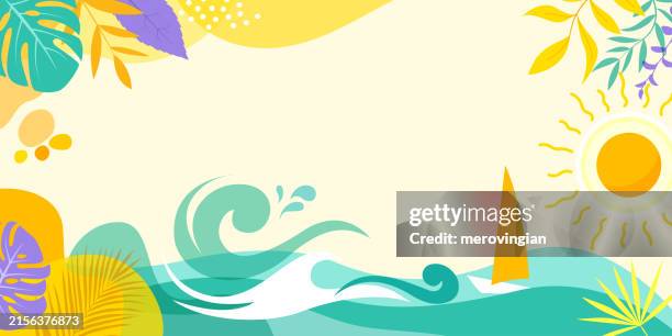 abstrakter einfacher hintergrund mit natürlichen linienkünsten - sommerthema - - tropisches muster stock-grafiken, -clipart, -cartoons und -symbole