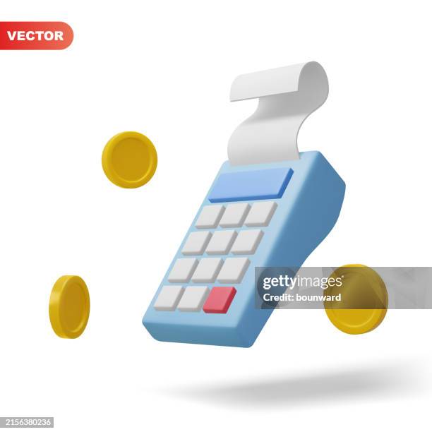 3d payment terminal. vector - shopping cart 3d stock illustrations