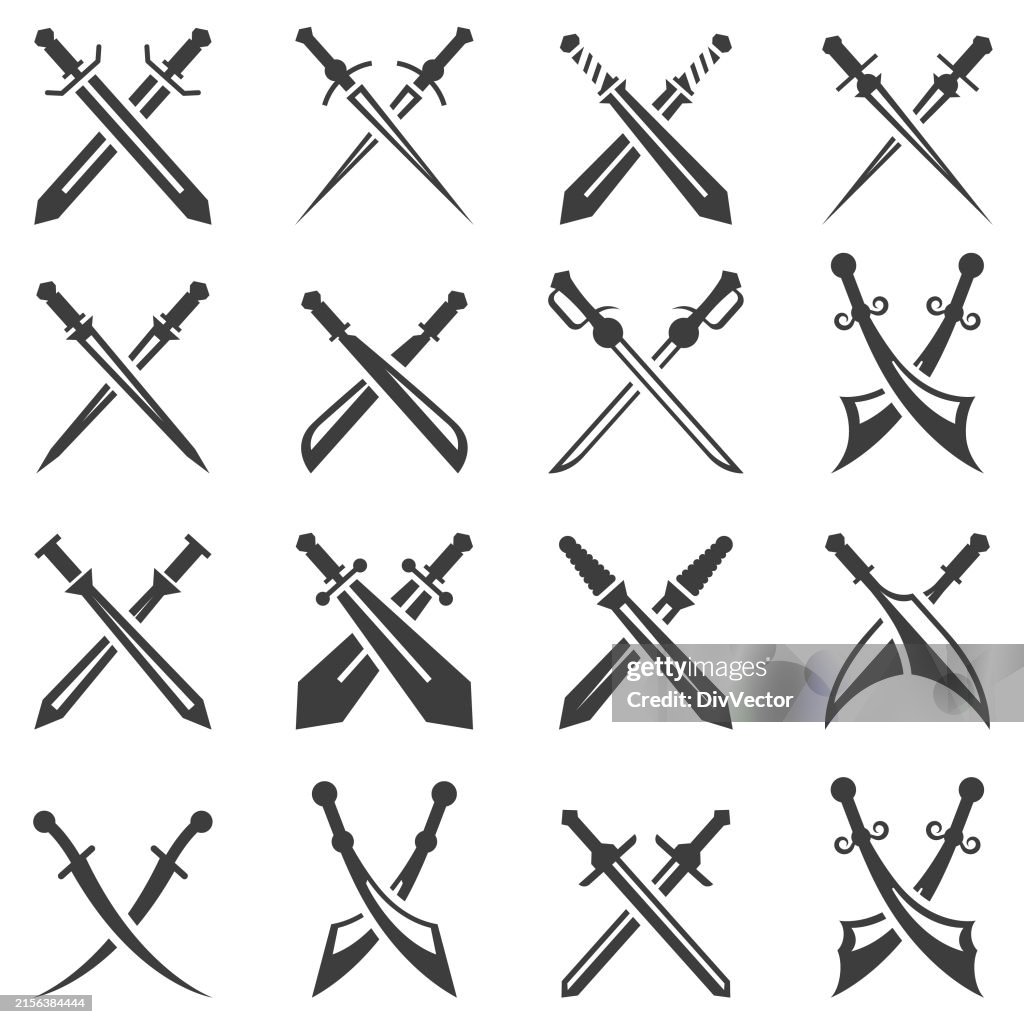 Gekreuzte Schwerter Icon-Set