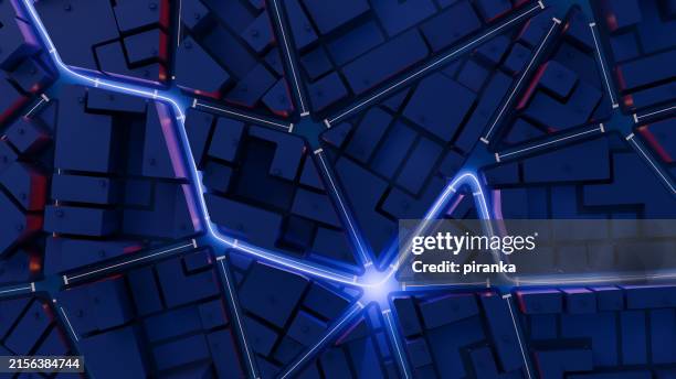 abstract dark cityscape - triangle road stock pictures, royalty-free photos & images