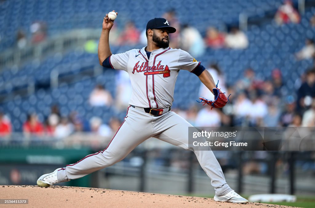 Reinaldo Lopez Reynaldo López of the Atlanta Braves pitches in the first inning ...