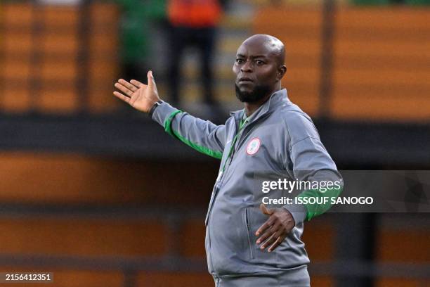 Nigeria's head coach Finidi George gestures on the touchline during the FIFA 2026 World Cup qualifiers group C football match between Benin and...