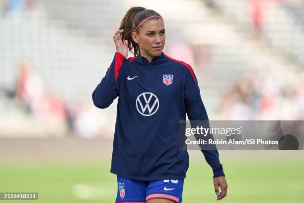 Alex Morgan of the United States acknowledging the fans during an international friendly game between the South Korean Republic and USWNT at Dicks...