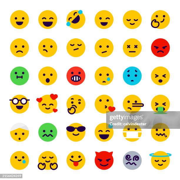 bildbanksillustrationer, clip art samt tecknat material och ikoner med emoticons collection - känslor