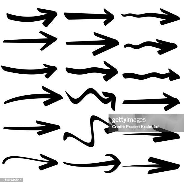 set of vector hand drawn arrows. - cartoon stock pictures, royalty-free photos & images