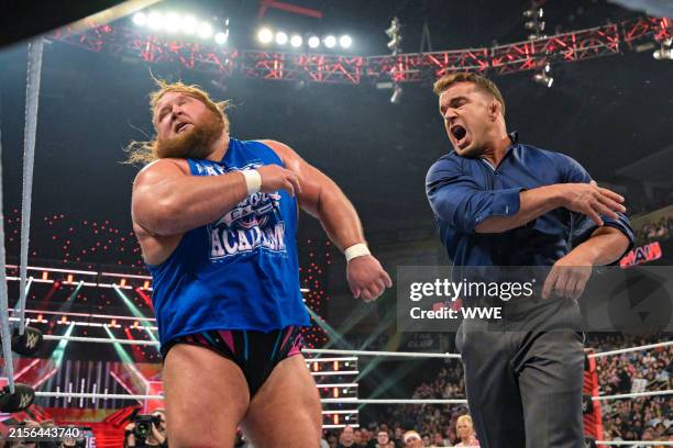 Chad Gable slaps Otis during Monday Night RAW at Huntington Center on June 10, 2024 in Toledo, Ohio.