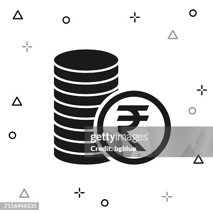 Indian rupee coins stack. Icon on white background Indian rupee coins stack. Icon on white background