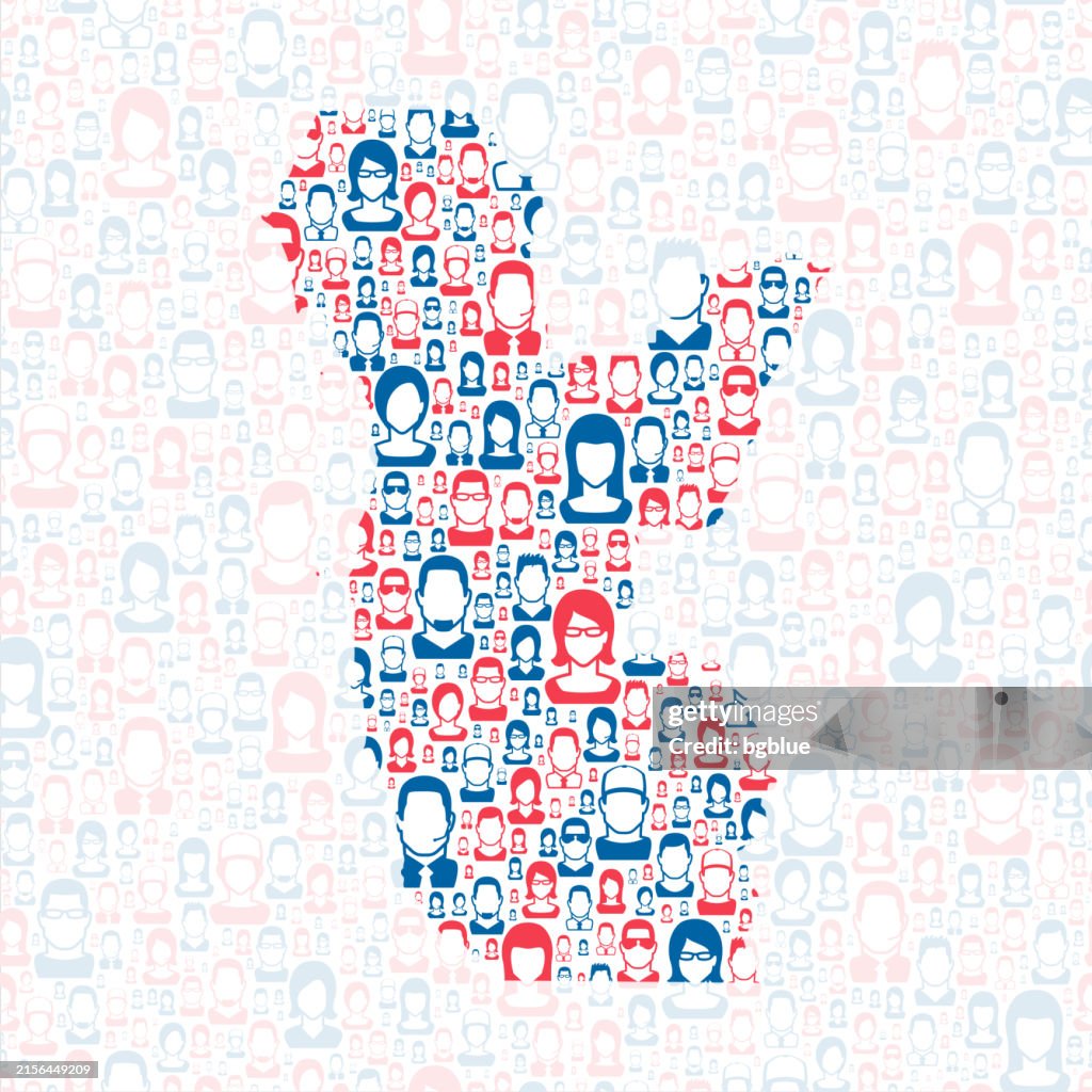 Curry County, Oregon. Map with blue and red People
