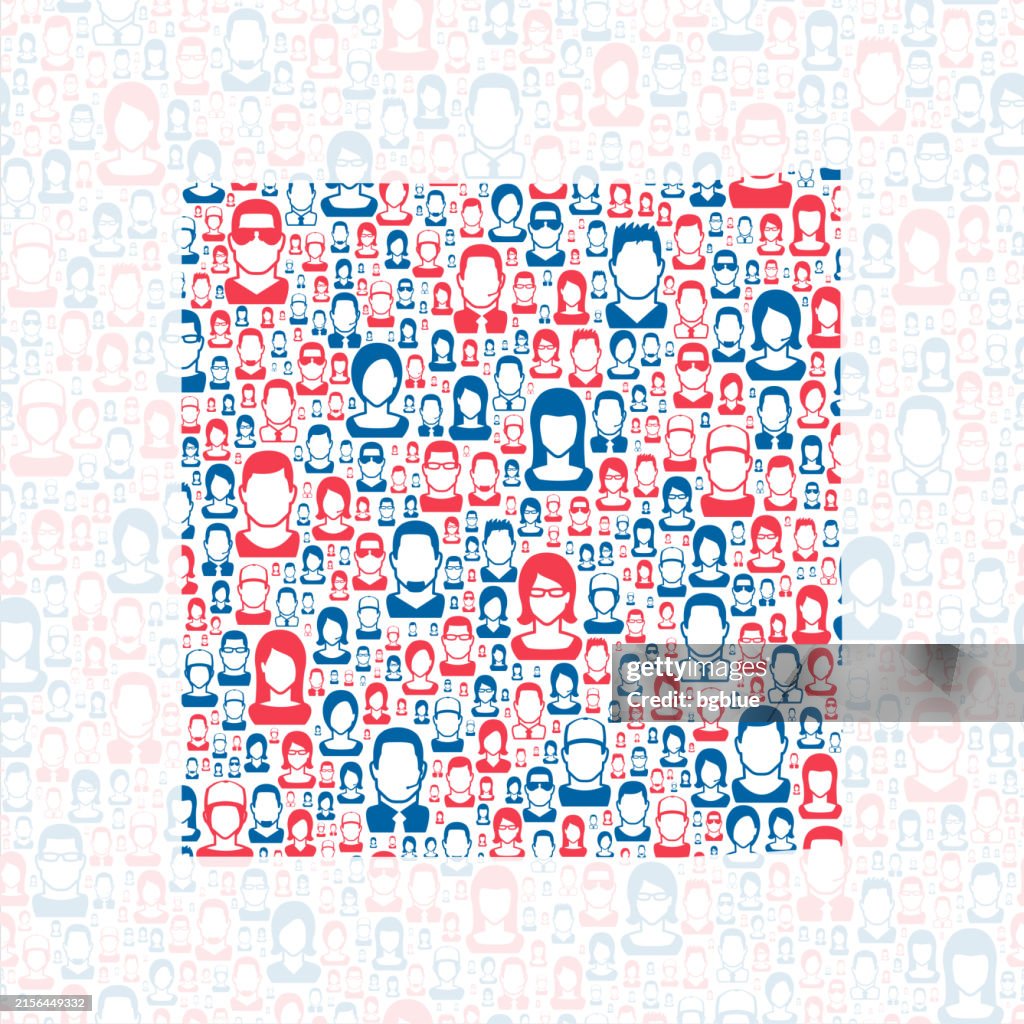 Madison County, Iowa. Map with blue and red People