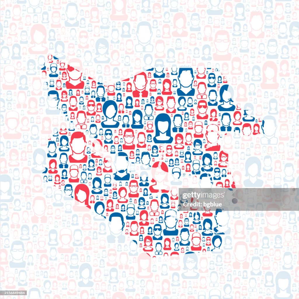 Beaufort County, North Carolina. Map with blue and red People