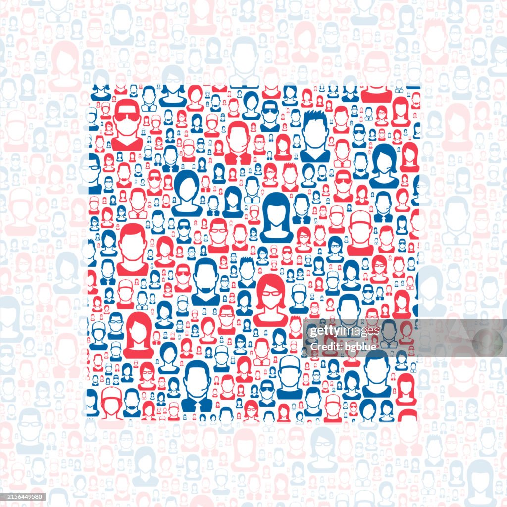 Nolan County, Texas. Map with blue and red People