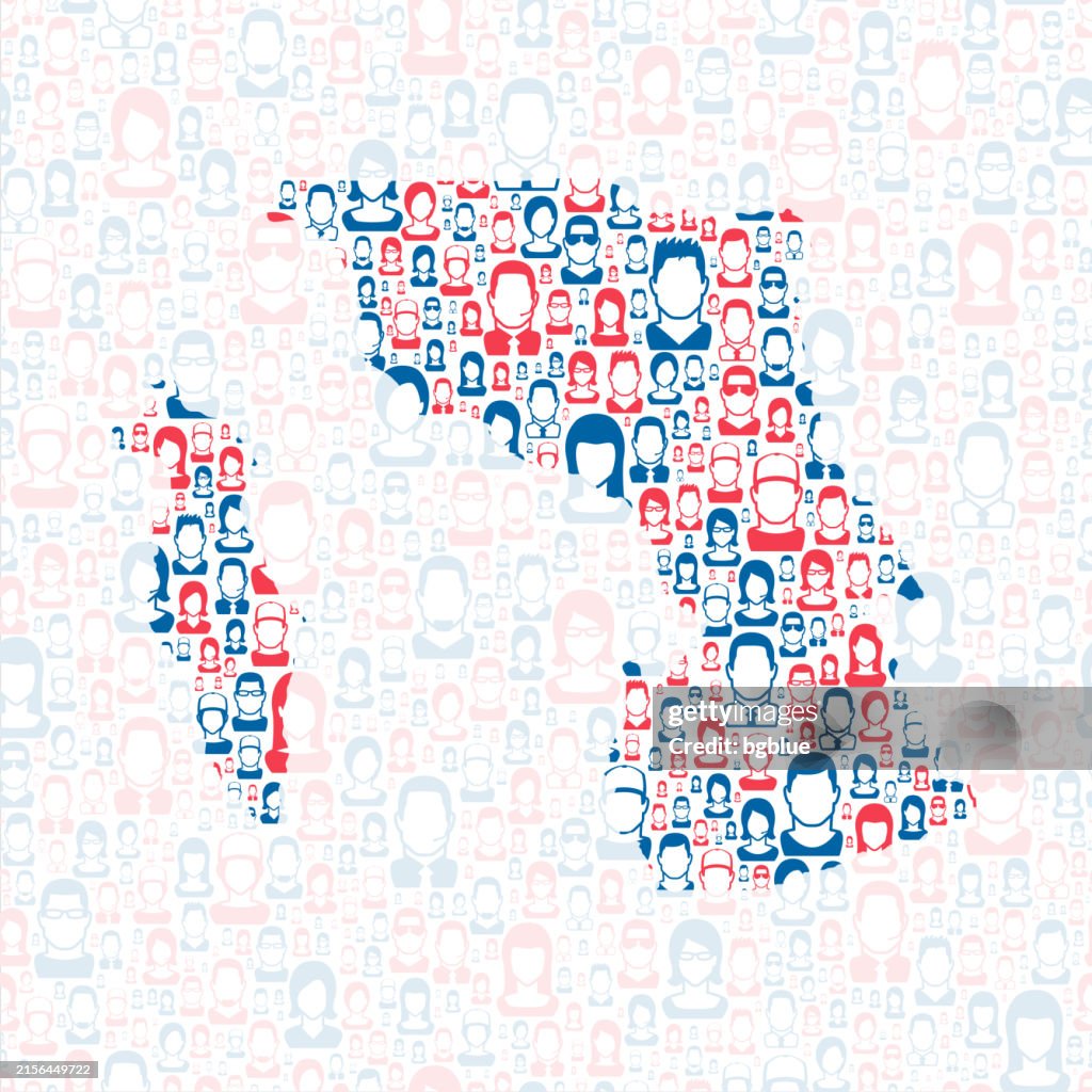 Davis County, Utah. Map with blue and red People