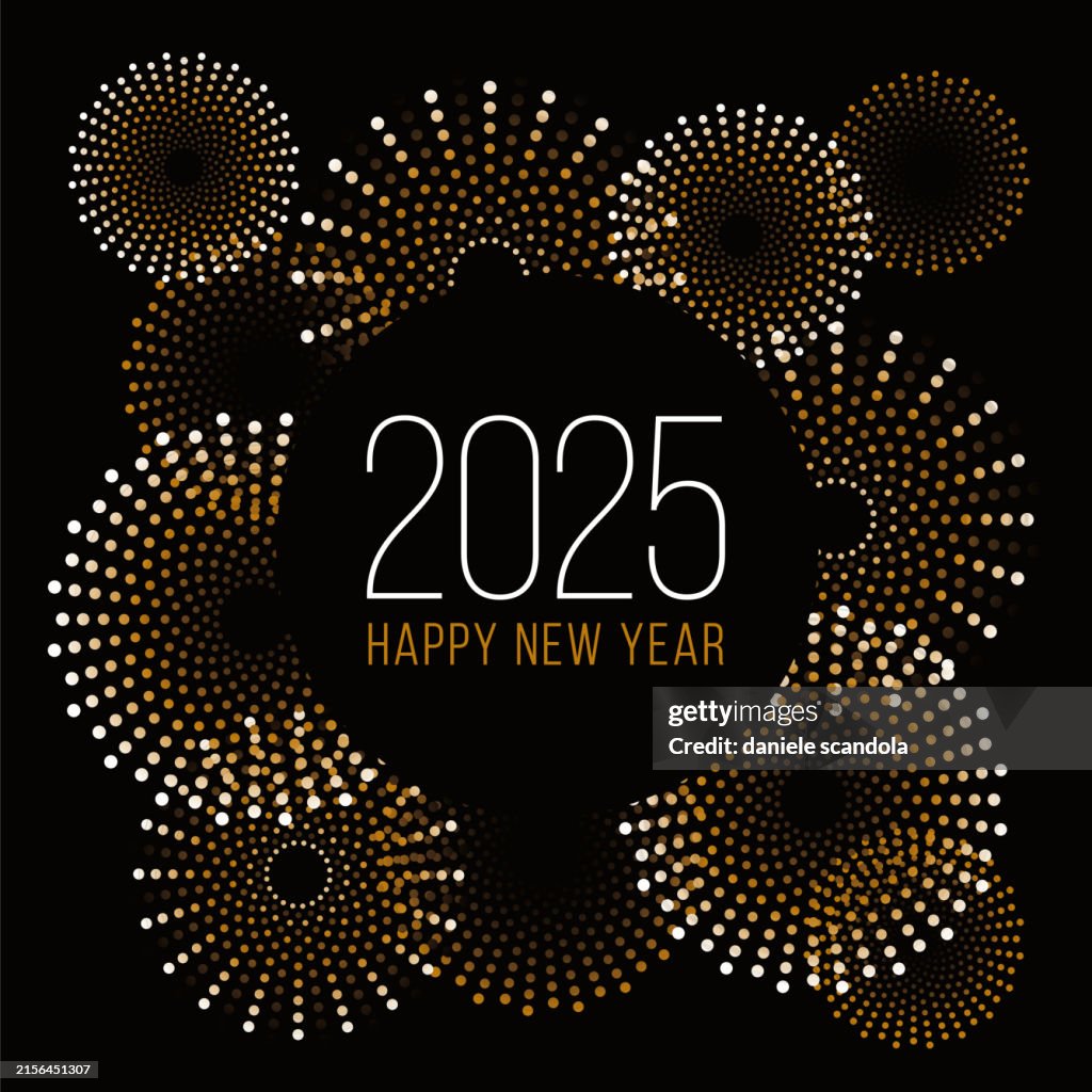 2025 - Happy New Year Background with Fireworks.