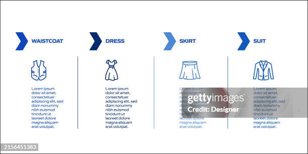 clothes and accessories related process infographic template. process timeline chart. workflow layout with linear icons - data collection icon stock illustrations