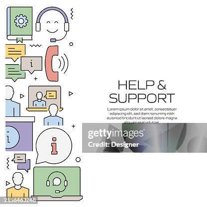 Benner Help Help And Support Related Line Style Banner Design For Web Page Headline ...