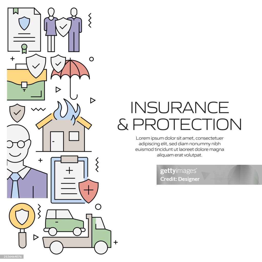 Design Line Insurance Insurance And Protection Related Line Style Banner Design For Web Page ...