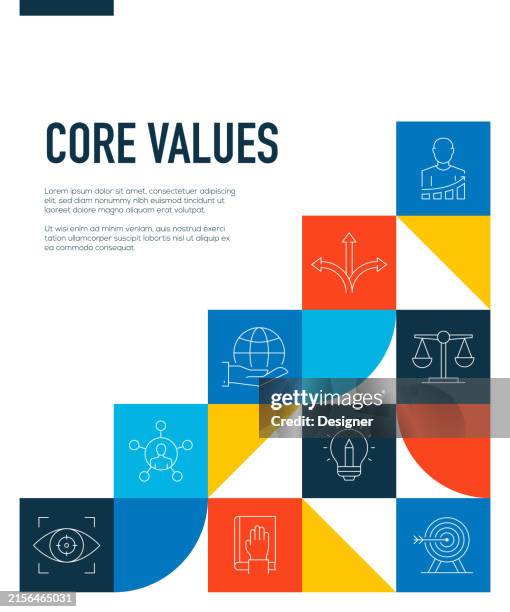 core values related banner design for web page, headline, brochure, annual report and book cover - excellent-customer-service-definition stock illustrations
