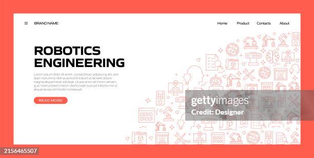 robotics engineering related line style banner design for web page, headline, brochure, annual report and book cover - computer hardware engineer stock illustrations