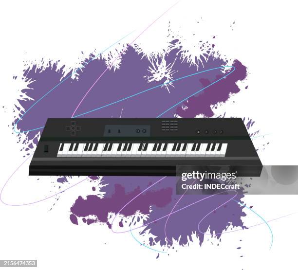 keyboard instrument with grunge - computer keyboard hands stock illustrations