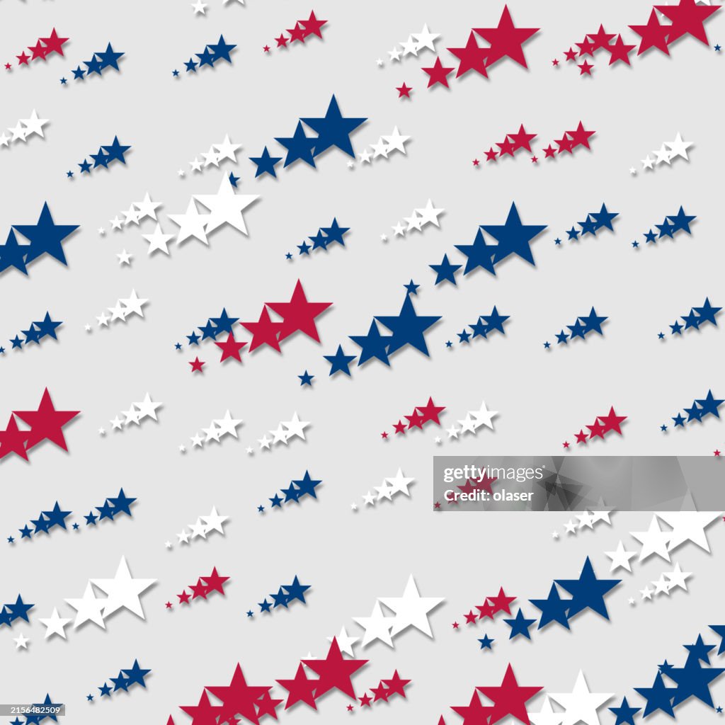 Usa Stars Rounded Flying Stars In Usa Flag Seamless Pattern High-Res Vector Graphic ...