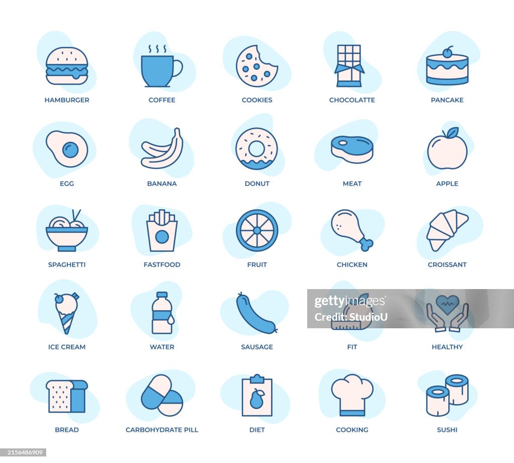 Food and Drink Icons Set - Vector Illustration of Culinary and Nutrition Concepts