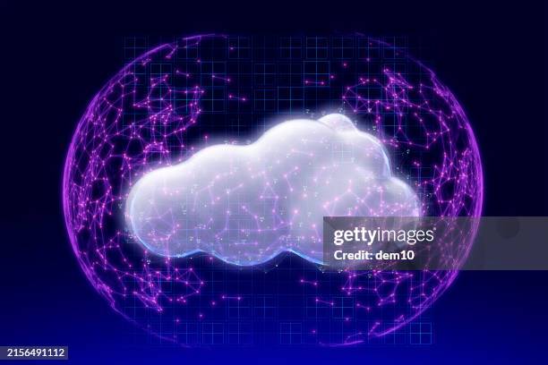 cloud computing digital illustration - cloud security stock illustrations