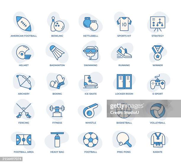 sports and activities icons set - heavy bag stock illustrations