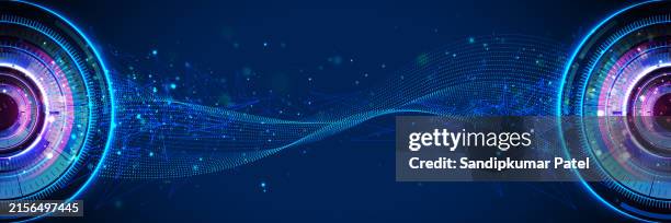circle digital tech design concept background - panoramic stock illustrations