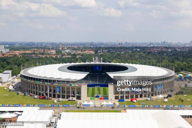 General view of the stadium ahead of the UEFA EURO 2024 Germany at Olympiastadion on June 07, 2024 in Berlin, Germany. Germany is hosting the Euro...