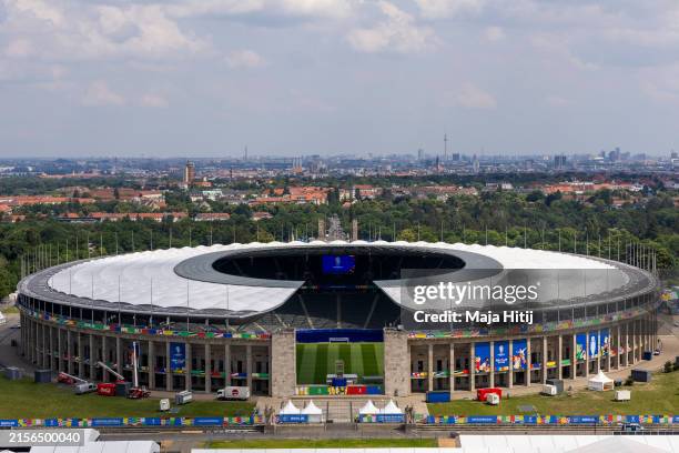 General view of the stadium ahead of the UEFA EURO 2024 Germany at Olympiastadion on June 07, 2024 in Berlin, Germany. Germany is hosting the Euro...